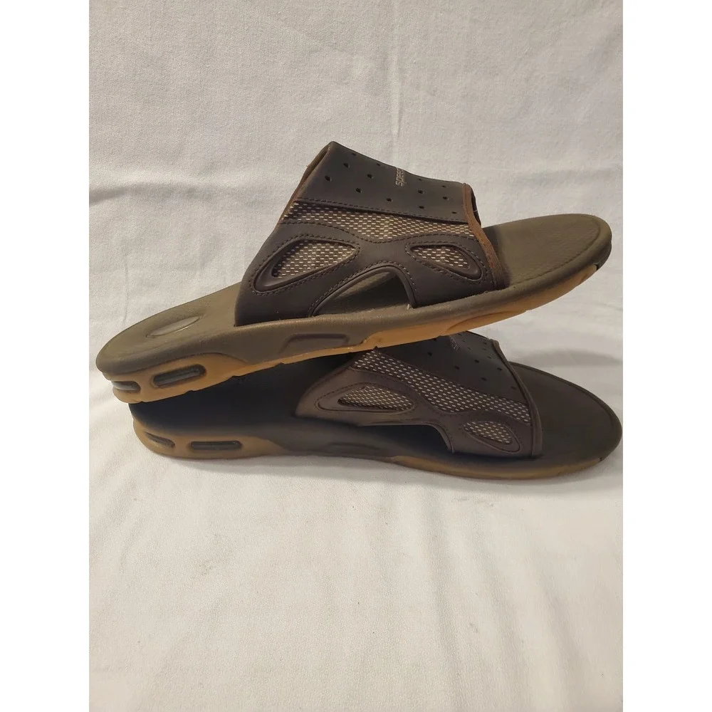 Speedo Mens Slide Sandals Brown Air Cushion Water Shoes Size 11